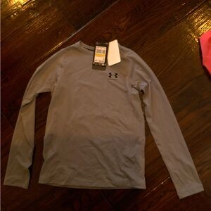 Under Armour Boys Long Sleeve Grey Fitted Heat Gear YM